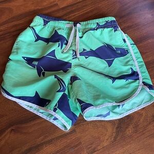 Green Shark Print Swim Shorts